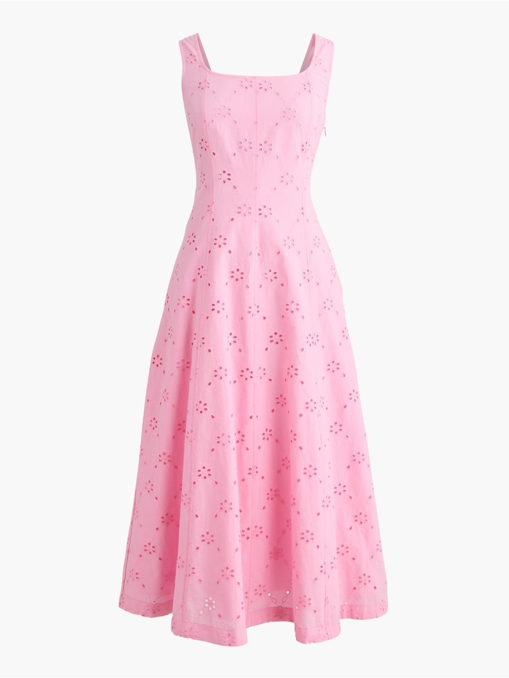 J crew pink Eyelet embroidered midi dress